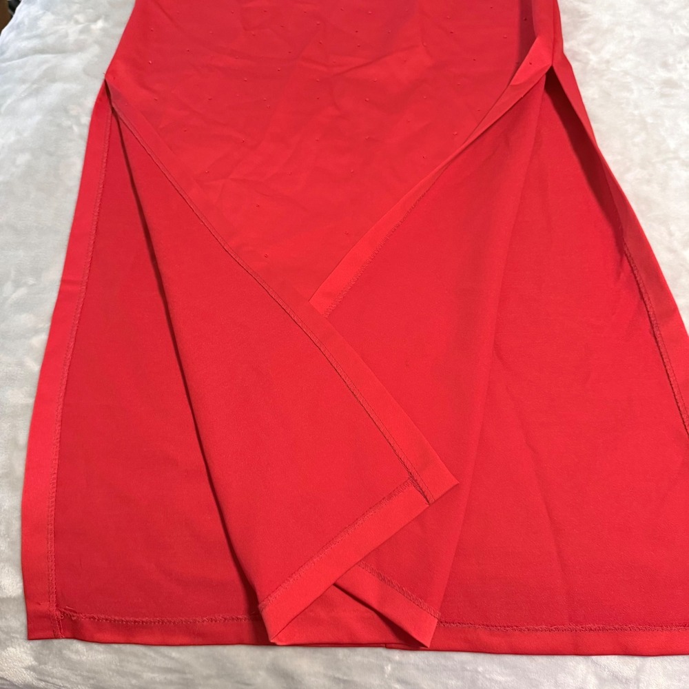 Vintage Sally USA Red Rhinestone Strapless Evening Gown Formal Dress Made USA - Picture 15 of 16